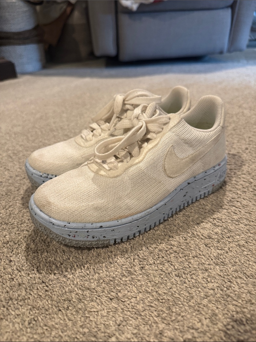 Nike Dunks Cream Knit Low-Top Sneakers with Speckled Sole